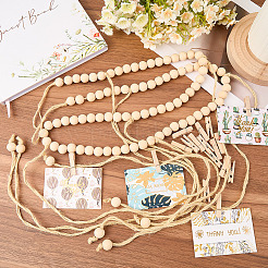 Wall Hanging Photo Display with Wooden Beads Garland&nbsp;AJEW-WH20011-54D
