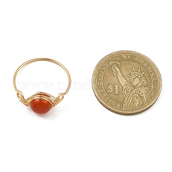 Natural Mixed Gemstone Braided Bead Finger Ring&nbsp;RJEW-JR00588-02