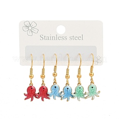 Ocean Series 304 Stainless Steel Enamel Dangle Earrings&nbsp;EJEW-K017-01D-G