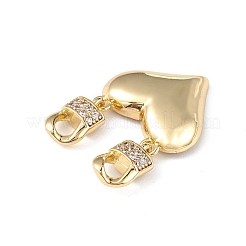 Rack Plating Brass Micro Pave Cubic Zirconia 2-Loop Pendants&nbsp;KK-C019-35G