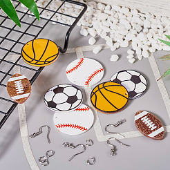 DIY Sport Ball Theme Acrylic Dangle Earrings Making Kit&nbsp;DIY-TA0009-19