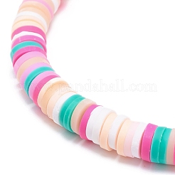Handmade Polymer Clay Heishi Surfer Stretch Bracelet&nbsp;BJEW-JB08670