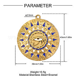 304 Stainless Steel with Blue Enamel Pendants&nbsp;SA-OY002-33G