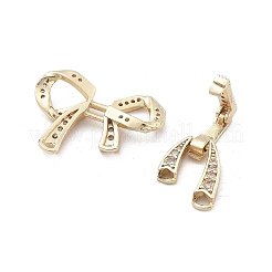 Brass Clear Cubic Zirconia Fold Over Clasps&nbsp;LS-KK-M306-03G