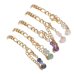 Round & Square Natural Gemstone Beads Link Bracelets&nbsp;BJEW-JB13487