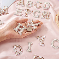 2 Sets 2 Colors Letter A-Z Imitation Pearl Cloth Patches&nbsp;PATC-TA0001-01