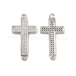 Brass Micro Pave Clear Cubic Zirconia Connector Charms&nbsp;KK-E068-VB327