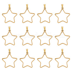 12Pcs 304 Stainless Steel Open Back Bezel Pendants&nbsp;STAS-TA0006-50B