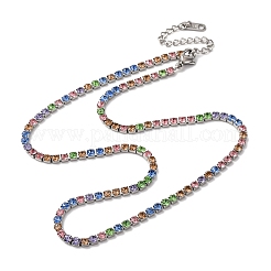 3MM 304 Stainless Steel Rhinestone Cup Chain Necklaces for Women&nbsp;NJEW-G175-01P-01