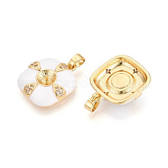 Brass Micro Pave Cubic Zirconia Cup Pearl Peg Bails Pin Pendants&nbsp;KK-T079-07G