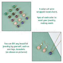 4 Sets Natural Mixed Stone Copper Wire Wrapped Pendants&nbsp;FIND-FH0009-11