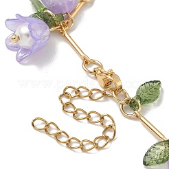 Flower Leaf Shell Pearl & Acrylic Charm Bracelets&nbsp;BJEW-TA00535-01