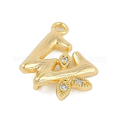 Brass Crystal Rhinestone Letter Links Connector Charms&nbsp;KK-S395-06G-W