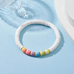 Polymer Clay Heishi Surfer Stretch Bracelet&nbsp;BJEW-JB09642-01