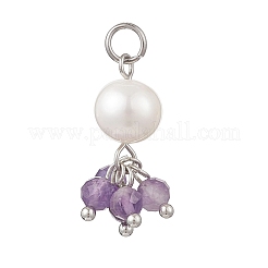 Natural Green Aventurine & Garne & Amethyst & Rose Quartz & Apatite Faceted Round & Potato Pearl Pendants&nbsp;PALLOY-JF04750-01