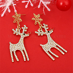 Snowflake with Deer Alloy Enamel Dangle Stud Earrings&nbsp;FS-WGC4262-01