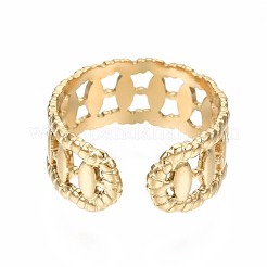 304 Stainless Steel Oval Wrap Open Cuff Ring&nbsp;RJEW-T023-46G
