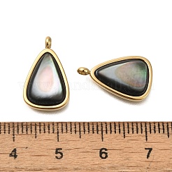 Ion Plating(IP) 304 Stainless Steel Pave Natural Black Lip Shell Pendants&nbsp;STAS-Q335-09G