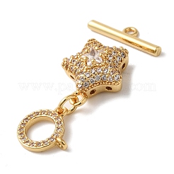 Brass Micro Pave Clear Cubic Zirconia Toggle Clasps&nbsp;KK-N254-81G