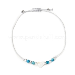 4Pcs Natural Freshwater Shell & Dyed Stripe Agate Beads Braided Bead Bracelets for Women&nbsp;BJEW-JB12280
