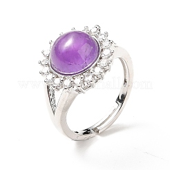 Natural Amethyst Adjustable Rings&nbsp;RJEW-P043-02P-21