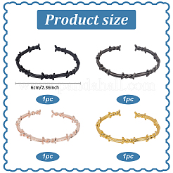 4Pcs 4 Colors Alloy Thornlet Open Cuff Bangles Set&nbsp;BJEW-AN0001-78