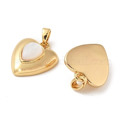 Brass Pave White Shell Pendants&nbsp;KK-R210-08G