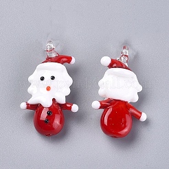 Christmas Theme Handmade Lampwork Pendants Sets&nbsp;LAMP-J093-02