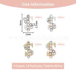 40Pcs 4 Style Alloy Rhinestone Cabochons&nbsp;MRMJ-FH0001-27