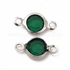 304 Stainless Steel with Glass Connector Charms&nbsp;STAS-G305-08P