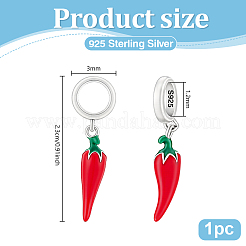 1Pc 925 Sterling Silver Enamel Italian Horn  European Dangle Charm&nbsp;STER-PH0005-16