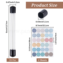 15Pcs Transparent Acrylic with PE Plastic Bead Storage Tubes with Black Lid&nbsp;AJEW-CN0006-38A