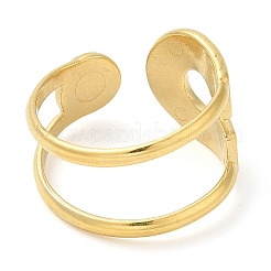 304 Stainless Steel Double Layer Open Cuff Ring for Women&nbsp;RJEW-I098-27G