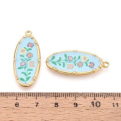Printed Style 304 Stainless Steel Oval with Flower Pattern Pendants&nbsp;STAS-T071-27B-G