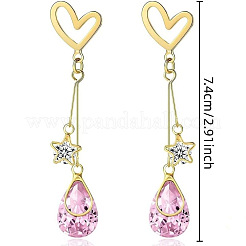 Alloy Rhinestone Heart & Star & Teardrop Stud Dangle Earrings for Women&nbsp;WG86E07-01