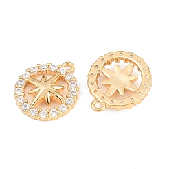 Brass Micro Pave Clear Cubic Zirconia Charms&nbsp;KK-A298-18G