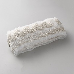 Glass Seed Beads Leaf Mesh Cloth Lace Ribbon&nbsp;DIY-WH0661-69A