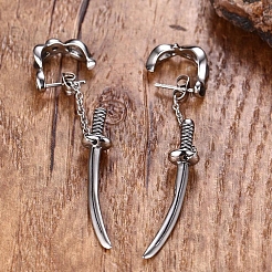 Alloy Chain Sword Scabbard Stud Earrings&nbsp;PW-WGDA240-01