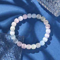 Dyed Natural Selenite Round Beaded Stretch Bracelets for Women&nbsp;BJEW-G731-01B