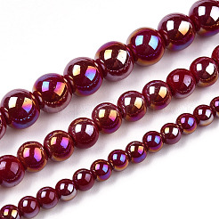 Electroplate Opaque Glass Beads Strands&nbsp;LS-GLAA-T032-P8mm-AB05