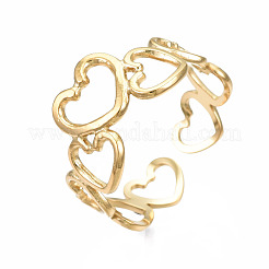 304 Stainless Steel Heart Open Cuff Ring&nbsp;RJEW-T023-57G