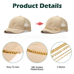 4Pcs 4 Styles Brass Paperclip & Cuban Link 7 Curb Chains&nbsp;AJEW-TAC00042
