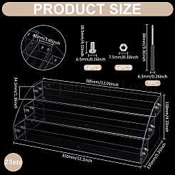 3-Tier Transparent PS Plastic Nail Polish Bottle Organizer Display Riser Stands&nbsp;ODIS-WH0043-254A