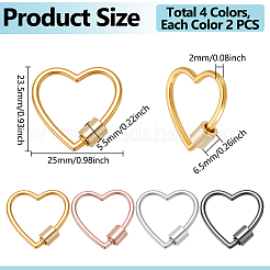 8Pcs 4 Colors Zinc Alloy Screw Carabiner Lock Charms&nbsp;FIND-UN0010-19