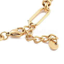 Golden Tone 304 Stainless Steel Enamel Rectangle Link Chain Bracelets for Women&nbsp;BJEW-K249-03G-01