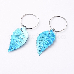 Plastic Paillette/Sequin Hair Braid Rings Pendants&nbsp;KEYC-TAC0001-03B