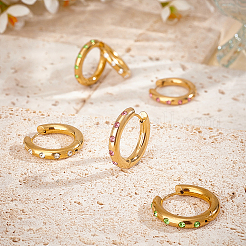 3Pairs 3 Colors Real 18K Gold Plated 304 Stainless Steel Huggie Hoop Earrings with Cubic Zirconia&nbsp;EJEW-PH0001-27