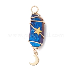 3Pcs 3 Styles Electroplated Natural Quartz Crystal Pointed Copper Wire Wrapped Pendants&nbsp;PALLOY-JF03766-03