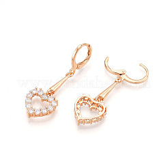 Brass Micro Pave Cubic Zirconia Leverback Earrings&nbsp;EJEW-N058-18A-G