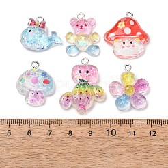 Transparent Resin & Paillette Pendants&nbsp;FIND-H069-08P